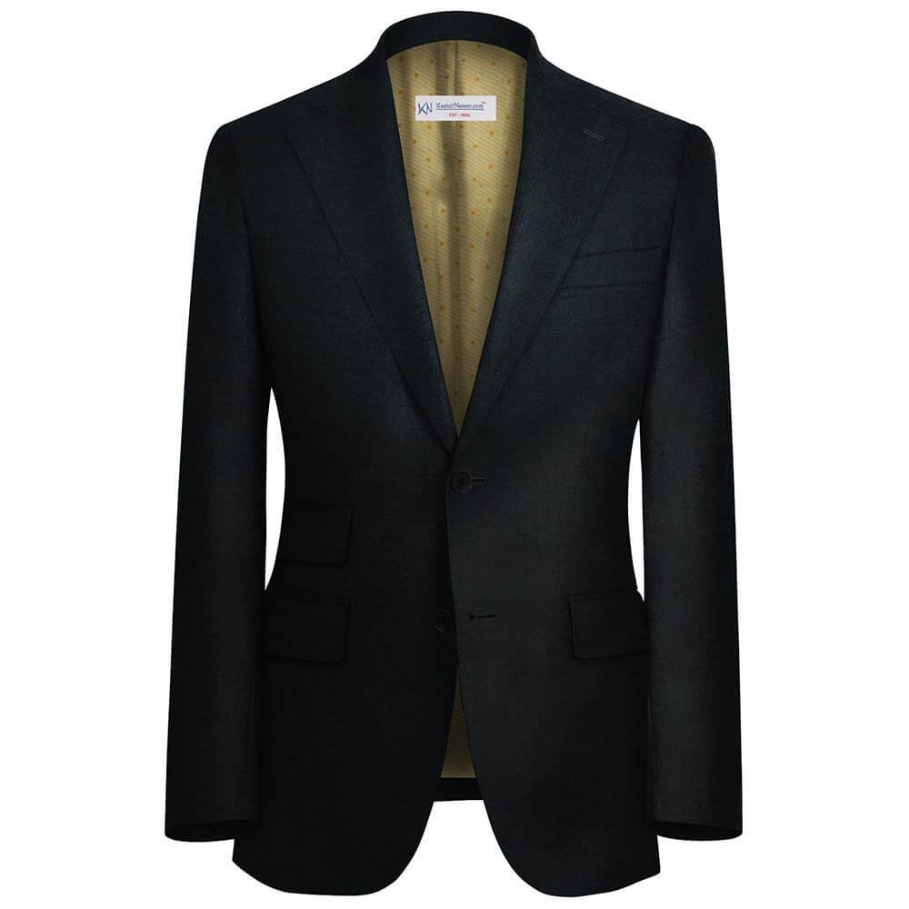 Jet Black Self Suit Fabrics By WOOL VERSION 99871-2