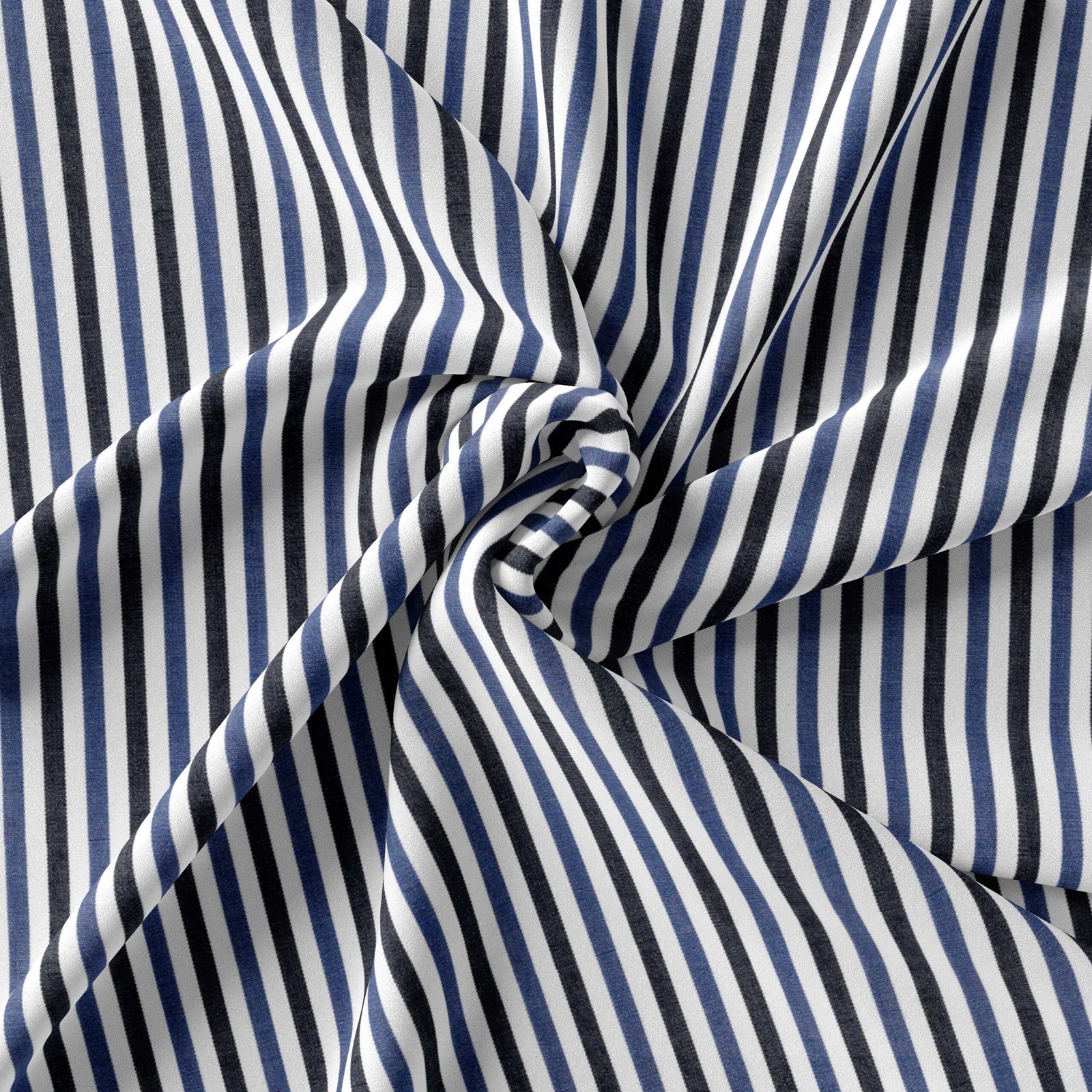 Sky, Navy & White Narrow Strips Shirt Fabrics 999-145 - Image 3