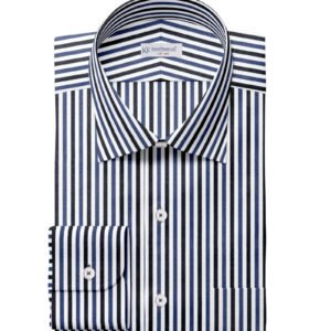 Sky, Navy & White Narrow Strips Shirt Fabrics 999-145