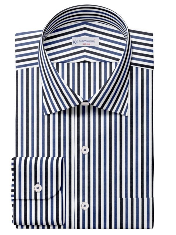 Sky, Navy & White Narrow Strips Shirt Fabrics 999-145