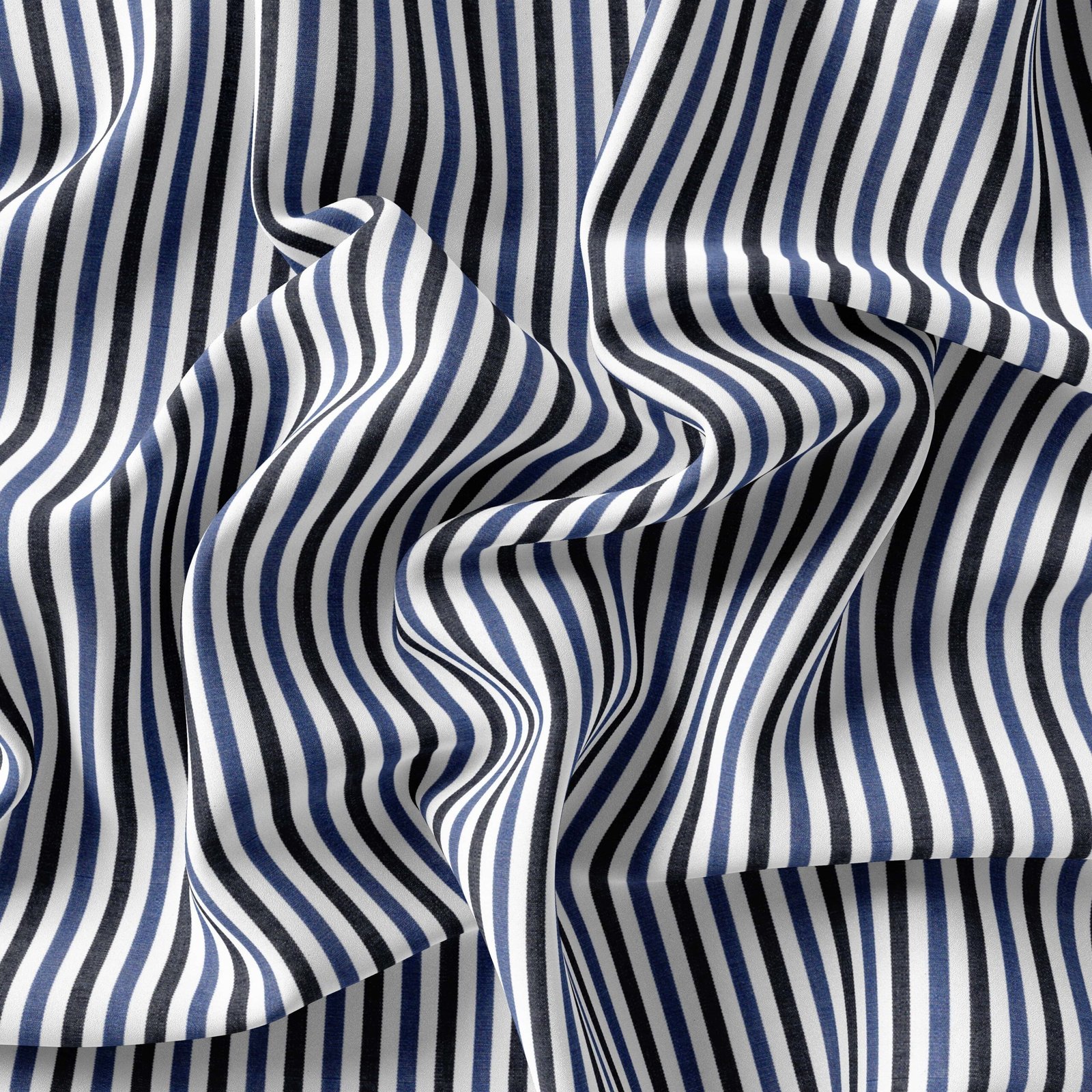 Sky, Navy & White Narrow Strips Shirt Fabrics 999-145 - Image 4