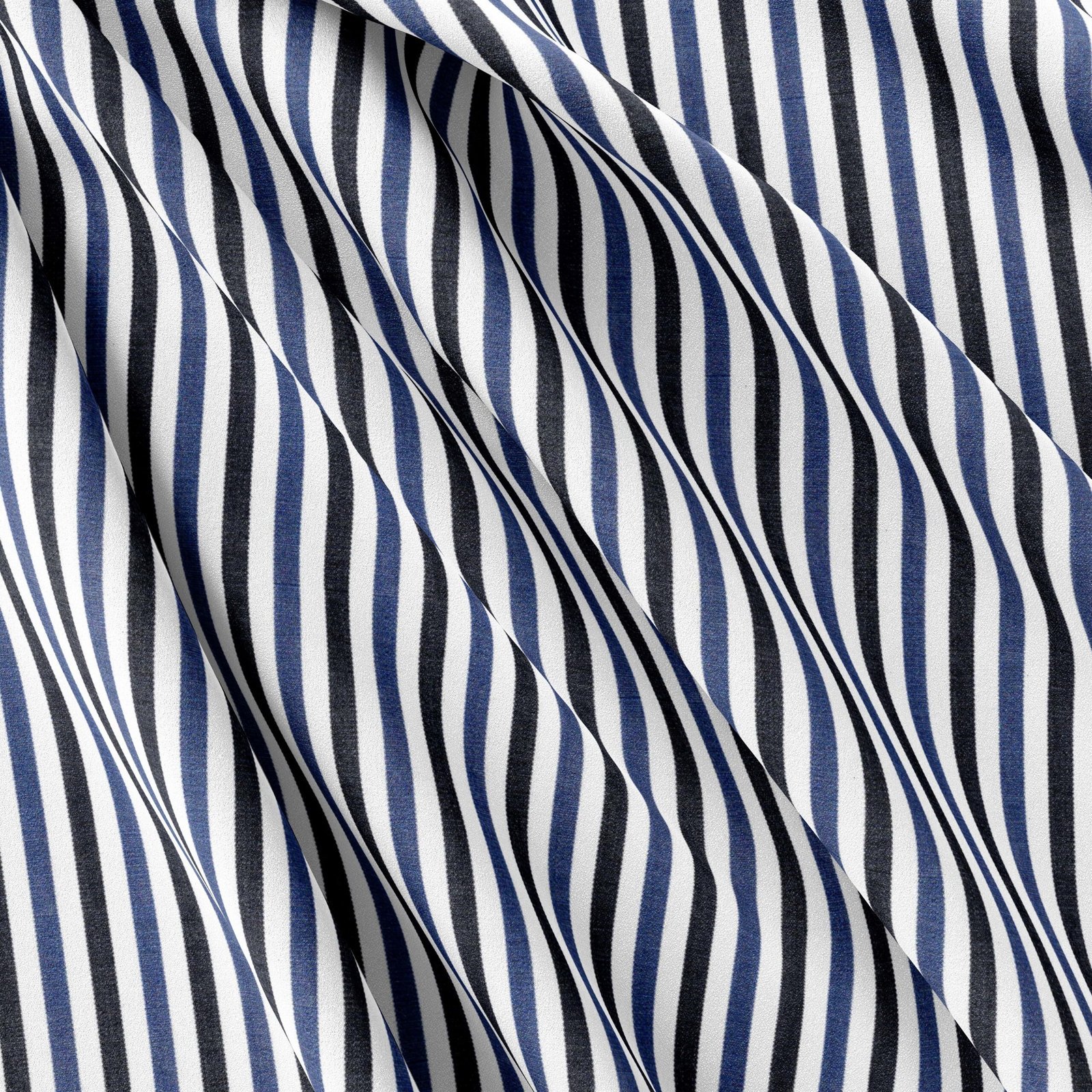 Sky, Navy & White Narrow Strips Shirt Fabrics 999-145 - Image 5