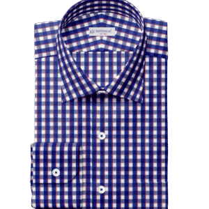Blue White & Dark Pink Check Shirt Fabrics 999-190