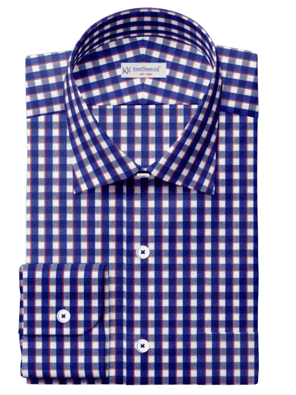Blue White & Dark Pink Check Shirt Fabrics 999-190
