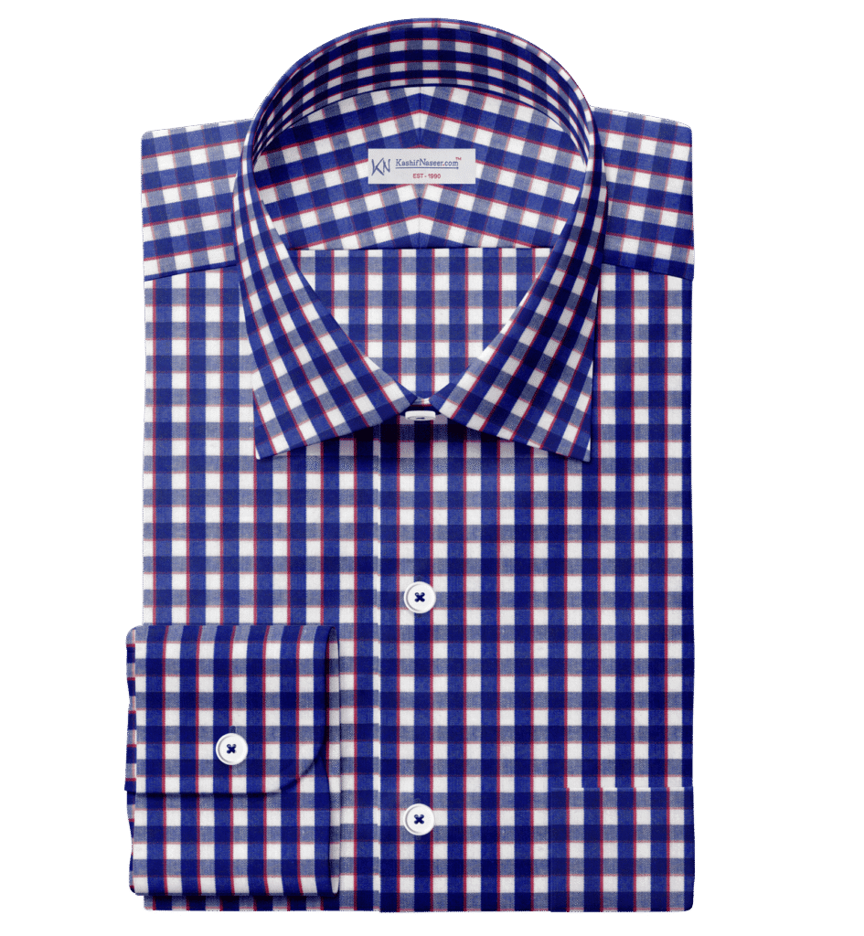 Blue White & Dark Pink Check Shirt Fabrics 999-190