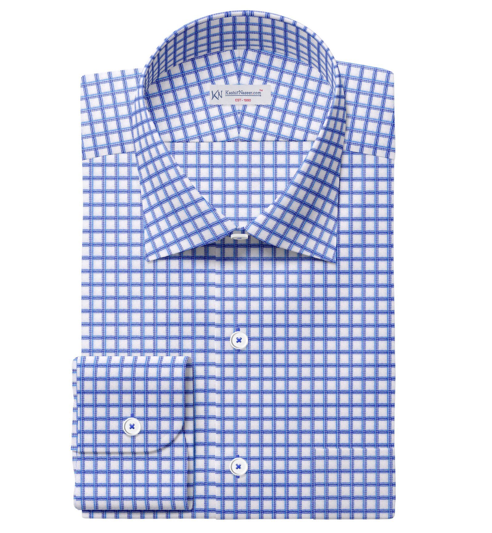 Blue & White Small Window Shirt Fabrics 999-247