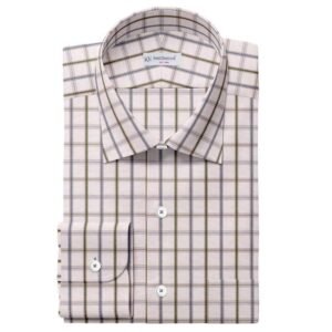 Mehndi | Grey | Off White Check Shirt Fabrics 999-252