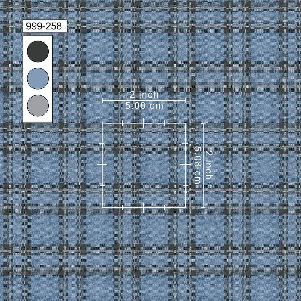 Jeans Blue & Brown Check Shirt Fabrics 999-258 - Image 2