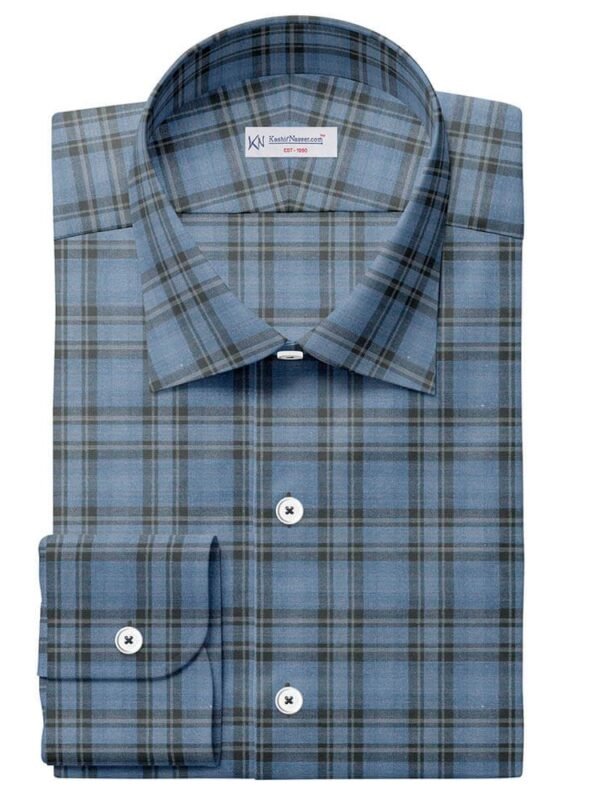 Jeans Blue & Brown Check Shirt Fabrics 999-258