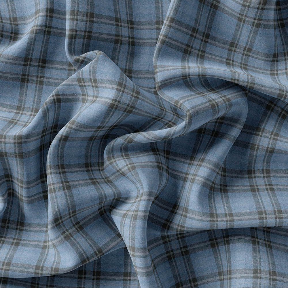 Jeans Blue & Brown Check Shirt Fabrics 999-258 - Image 4