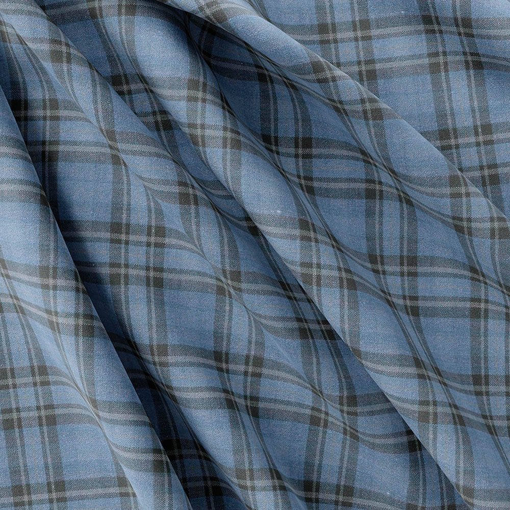 Jeans Blue & Brown Check Shirt Fabrics 999-258 - Image 5
