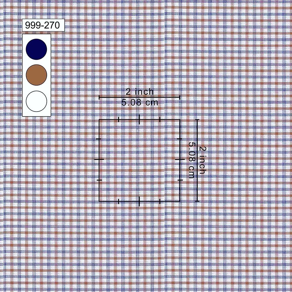 Brown Blue & White Small Check Shirt Fabrics 999-270 - Image 2