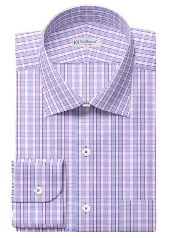 Blue & White Small Check Shirt Fabrics 999-272