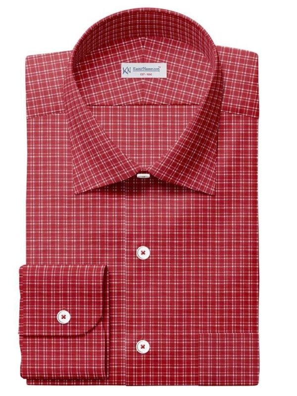 Maroon & White Small Fashion Check Shirt Fabrics 999-331