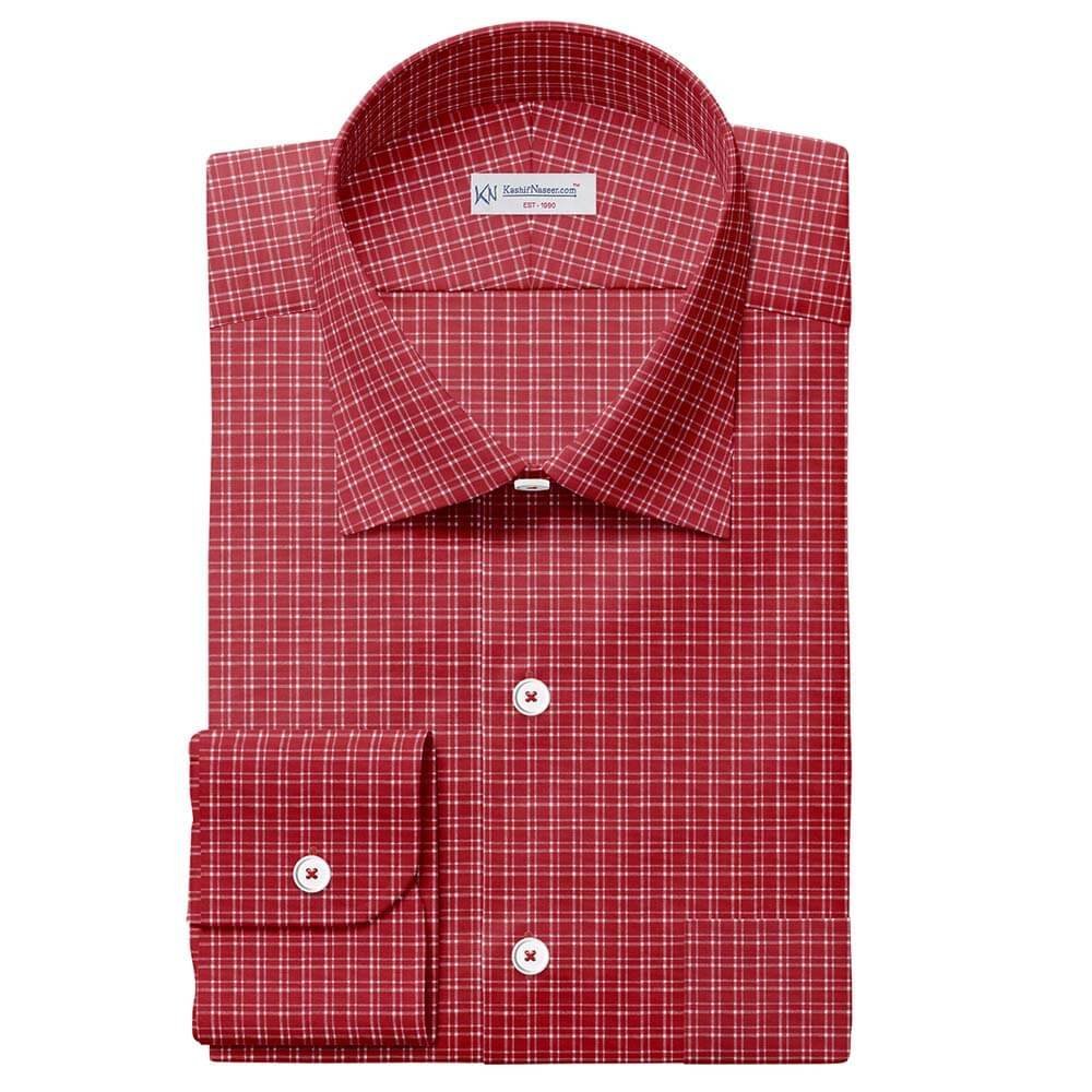 Maroon & White Small Fashion Check Shirt Fabrics 999-331