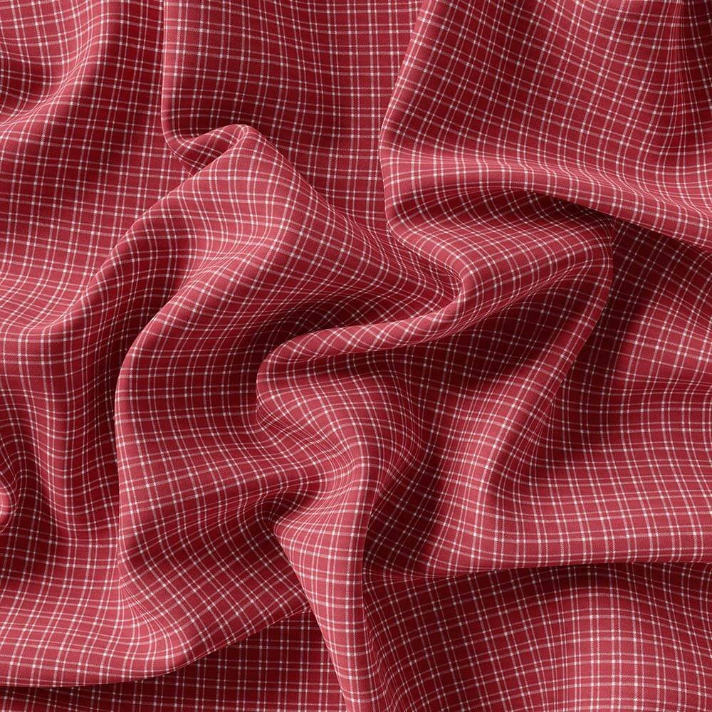 Maroon & White Small Fashion Check Shirt Fabrics 999-331 - Image 4