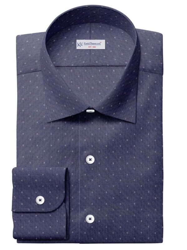 Jeans Blue Polka Self Dobby Shirt 999-393