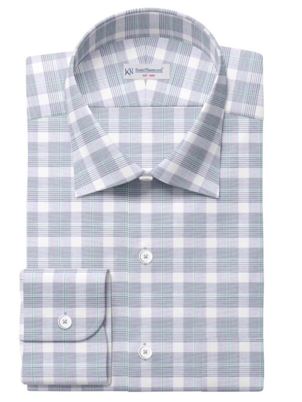 Silver & White Casual Check Shirt Fabric 999-417