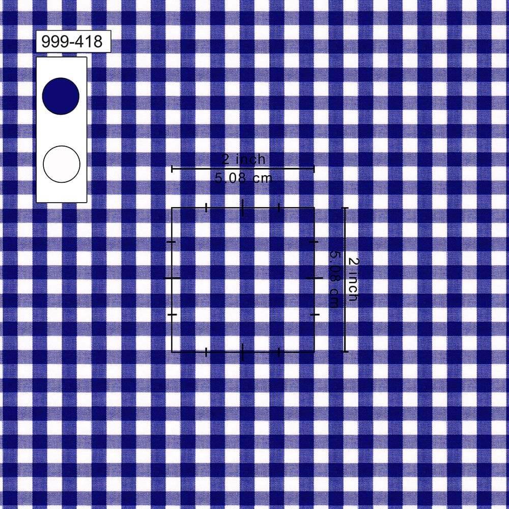 Blue & White Gingham Check Shirt Fabrics 999-418 - Image 2