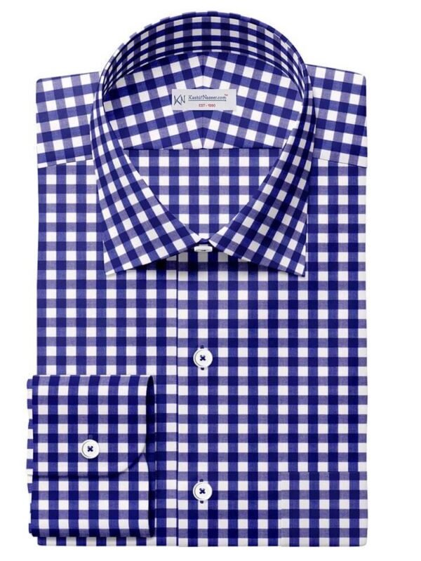 Blue & White Gingham Check Shirt Fabrics 999-418