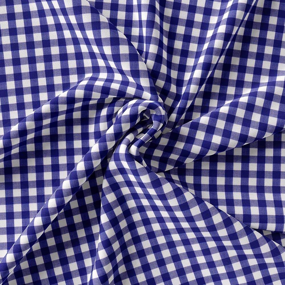 Blue & White Gingham Check Shirt Fabrics 999-418 - Image 3