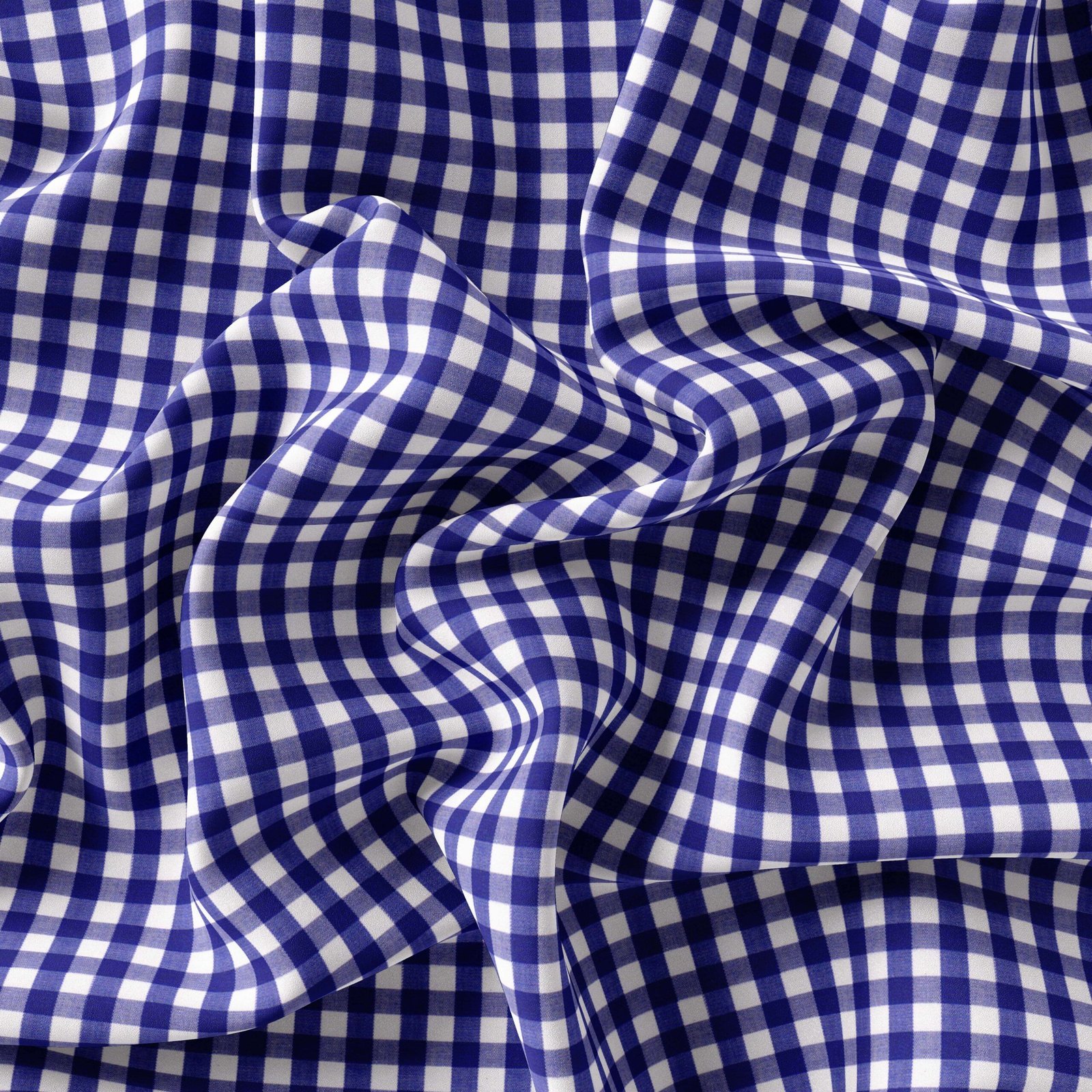 Blue & White Gingham Check Shirt Fabrics 999-418 - Image 4