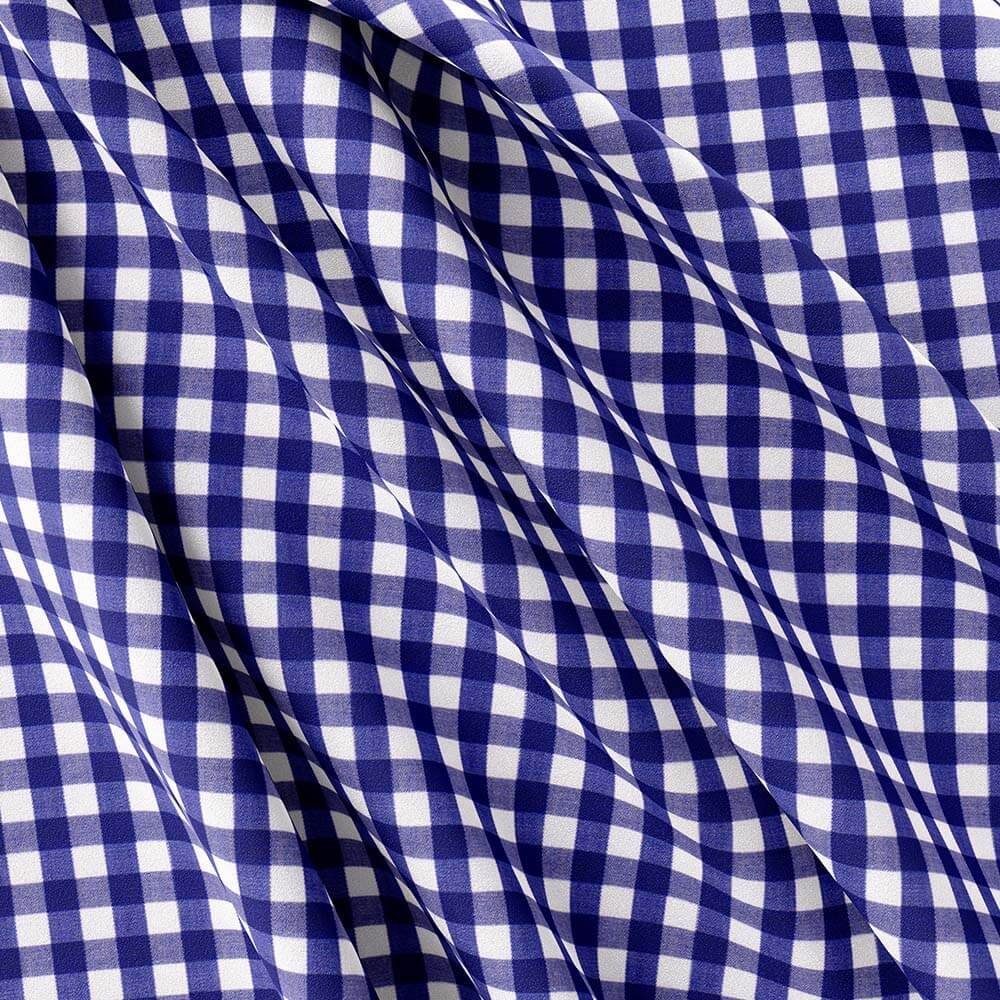 Blue & White Gingham Check Shirt Fabrics 999-418 - Image 5