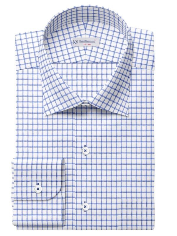 Blue & White Small Check Shirt Fabrics 999-419