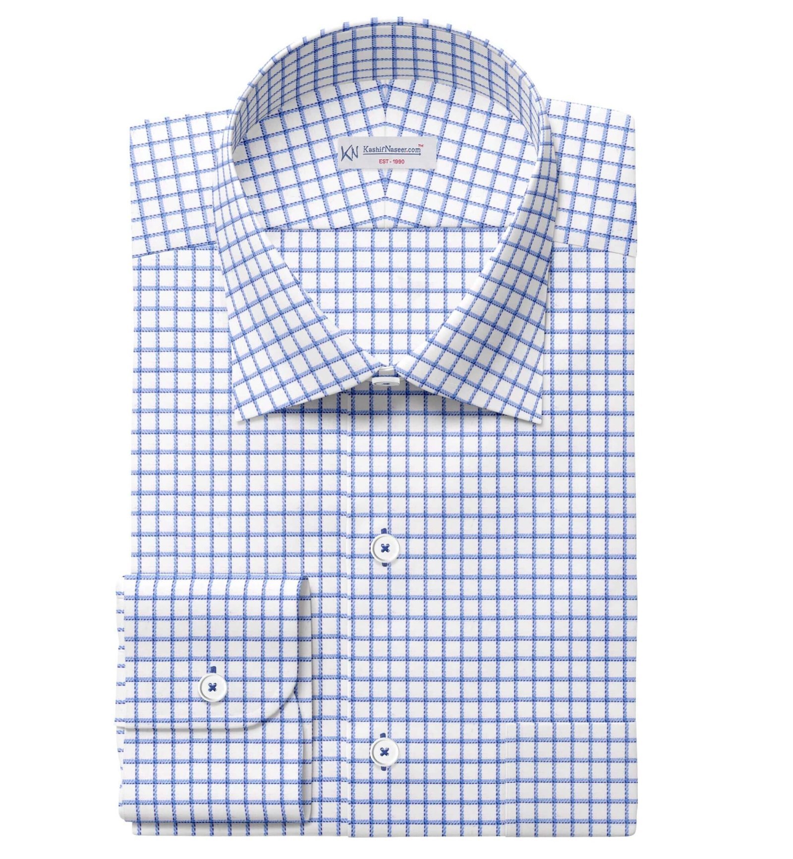 Blue & White Small Check Shirt Fabrics 999-419