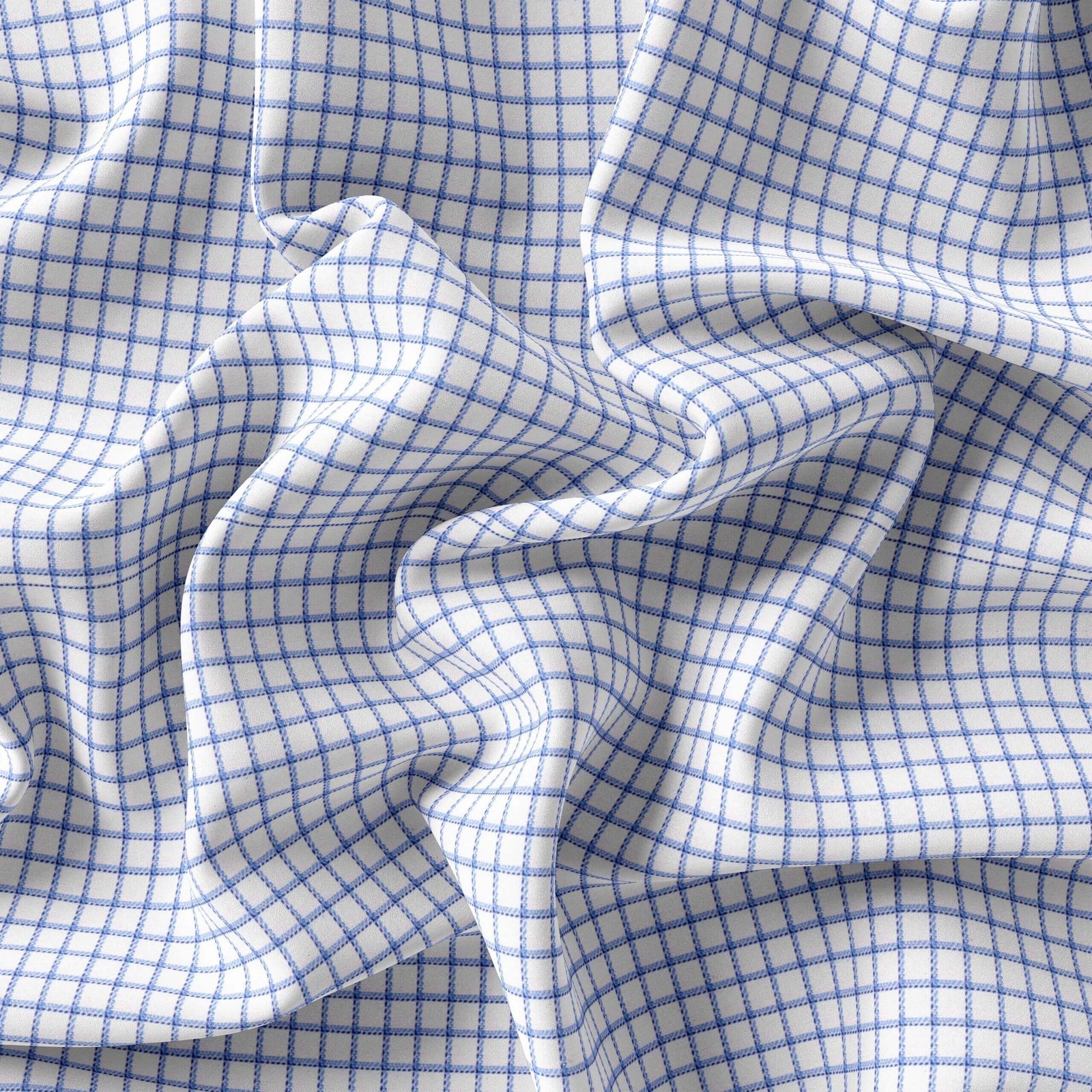 Blue & White Small Check Shirt Fabrics 999-419 - Image 4