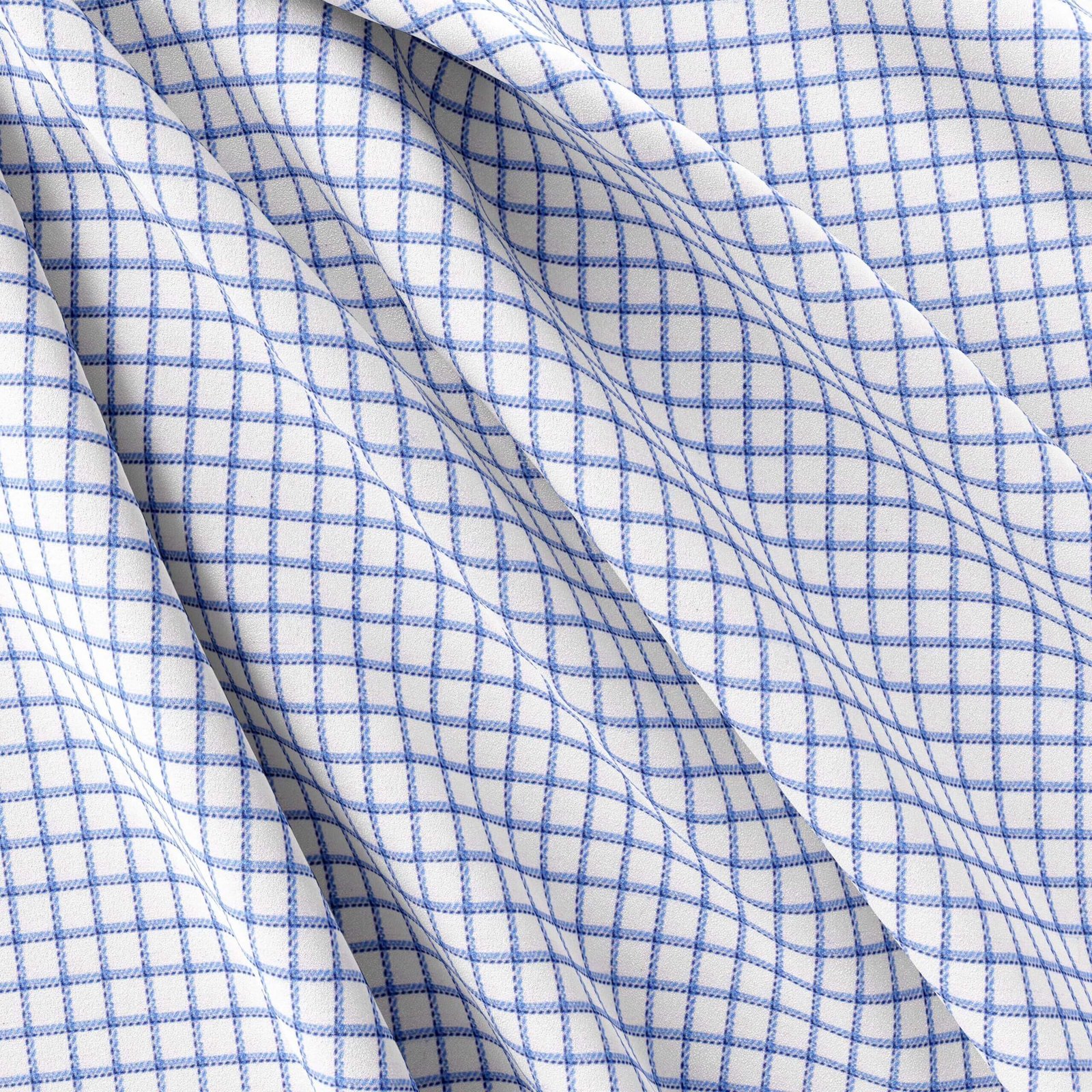 Blue & White Small Check Shirt Fabrics 999-419 - Image 3
