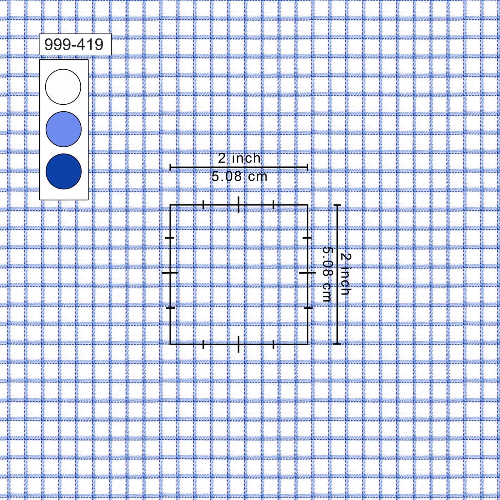 Blue & White Small Check Shirt Fabrics 999-419 - Image 2