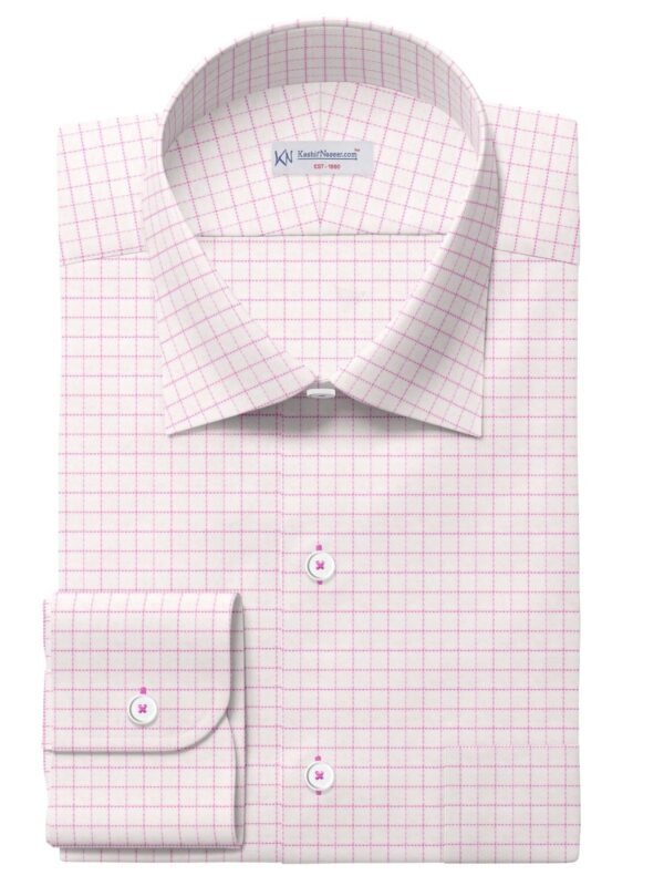 Pink & White Small Check Shirt Fabrics 999-420
