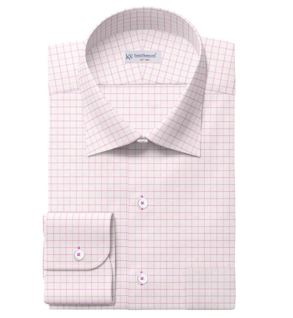 Pink & White Small Check Shirt Fabrics 999-420