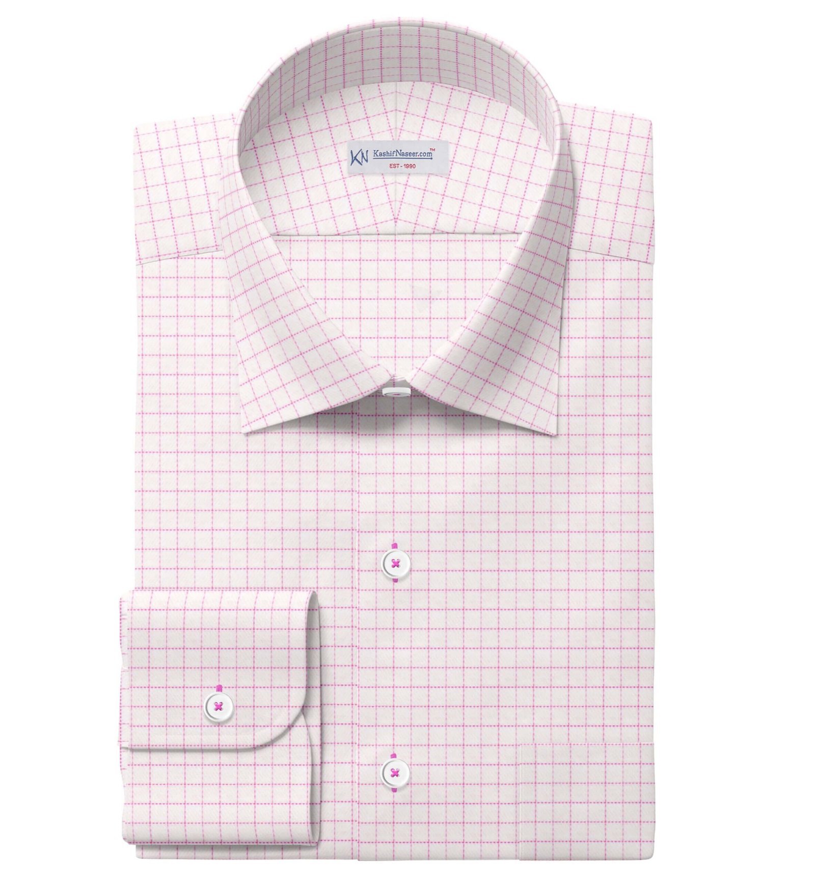 Pink & White Small Check Shirt Fabrics 999-420