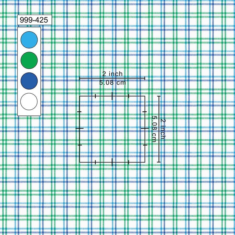 Green Blue & White Check Shirt Fabrics 999-425 - Image 2