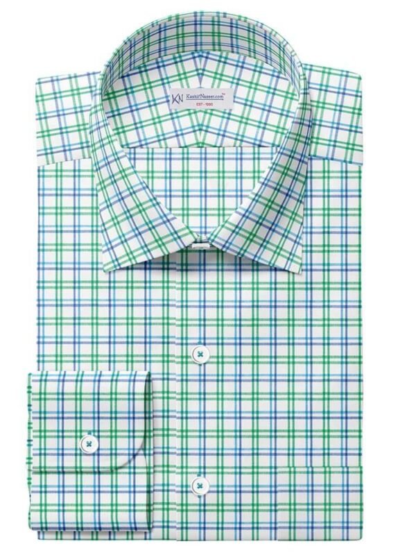 Green Blue & White Check Shirt Fabrics 999-425