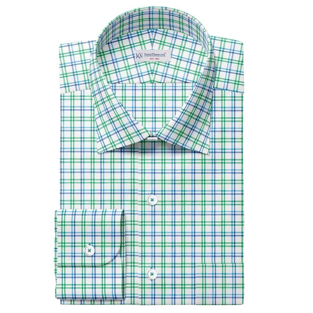 Green Blue & White Check Shirt Fabrics 999-425