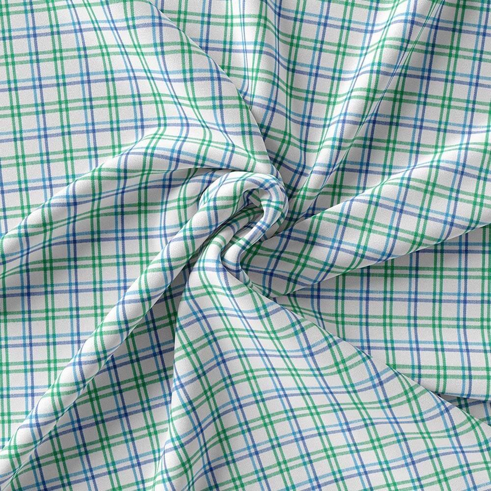 Green Blue & White Check Shirt Fabrics 999-425 - Image 5