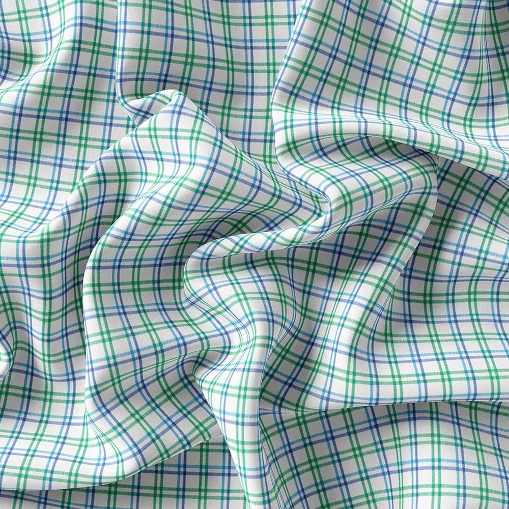 Green Blue & White Check Shirt Fabrics 999-425 - Image 4