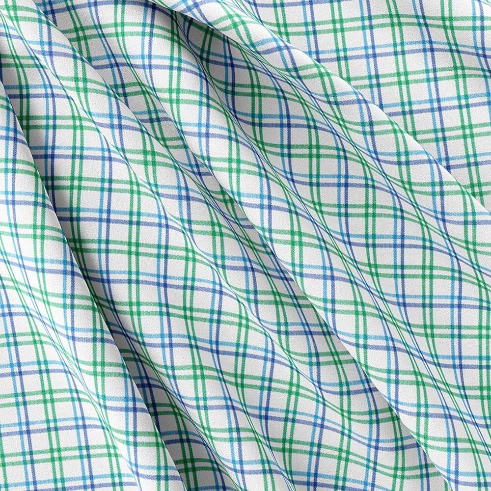 Green Blue & White Check Shirt Fabrics 999-425 - Image 3