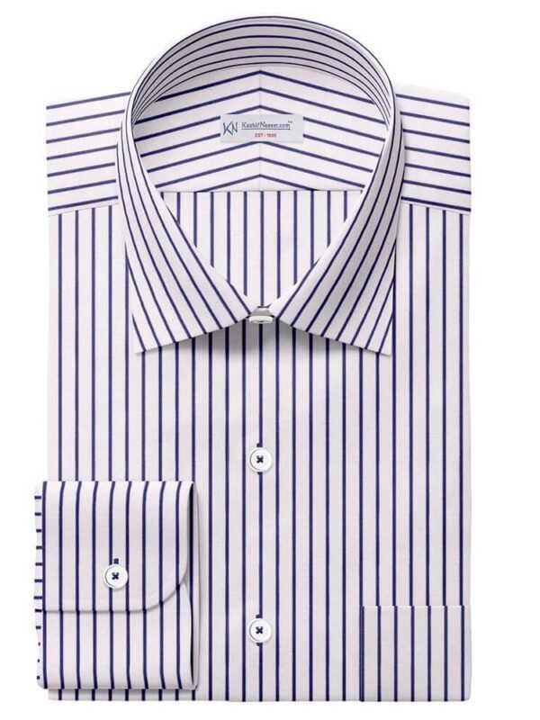 Royal Blue & White Strips Shirt Fabrics 999-426