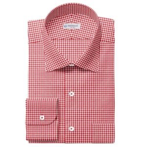 Maroon & White Small Gingham Check Shirt Fabrics 999-427