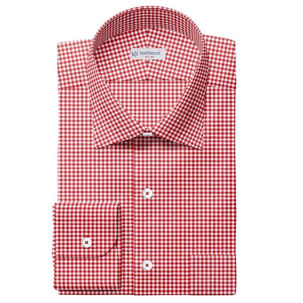 Maroon & White Small Gingham Check Shirt Fabrics 999-427
