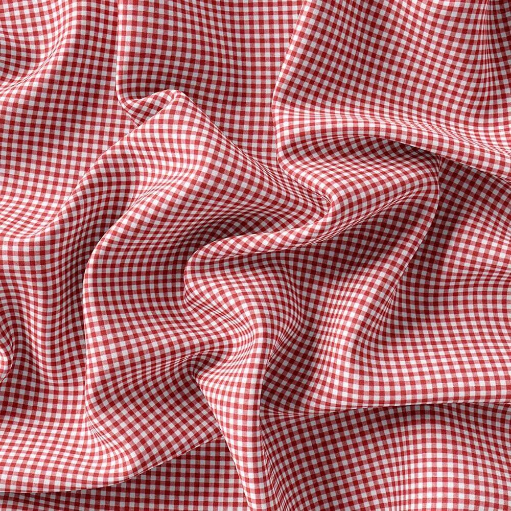 Maroon & White Small Gingham Check Shirt Fabrics 999-427 - Image 4