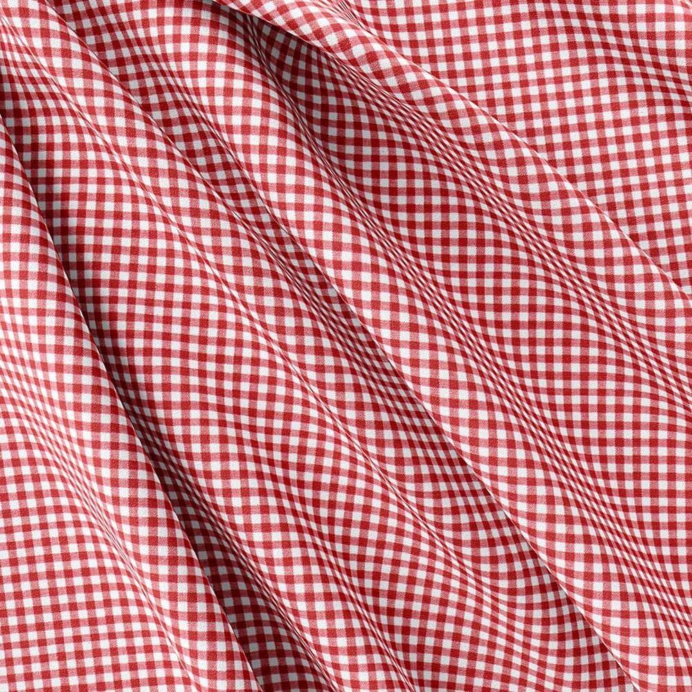 Maroon & White Small Gingham Check Shirt Fabrics 999-427 - Image 3