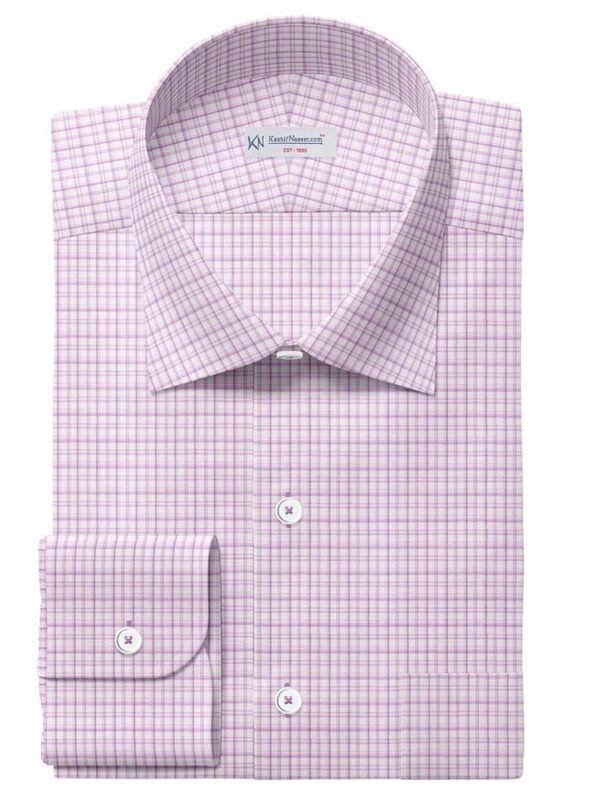 Light Purple & White Small Fashion Check Shirt Fabrics 999-436