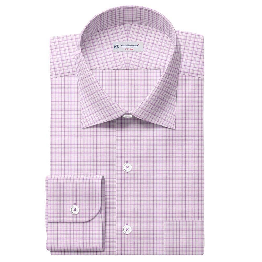 Light Purple & White Small Fashion Check Shirt Fabrics 999-436