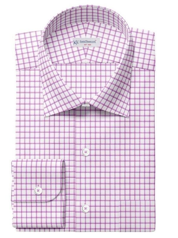 Purple & White Grid Check Shirt Fabric 999-448