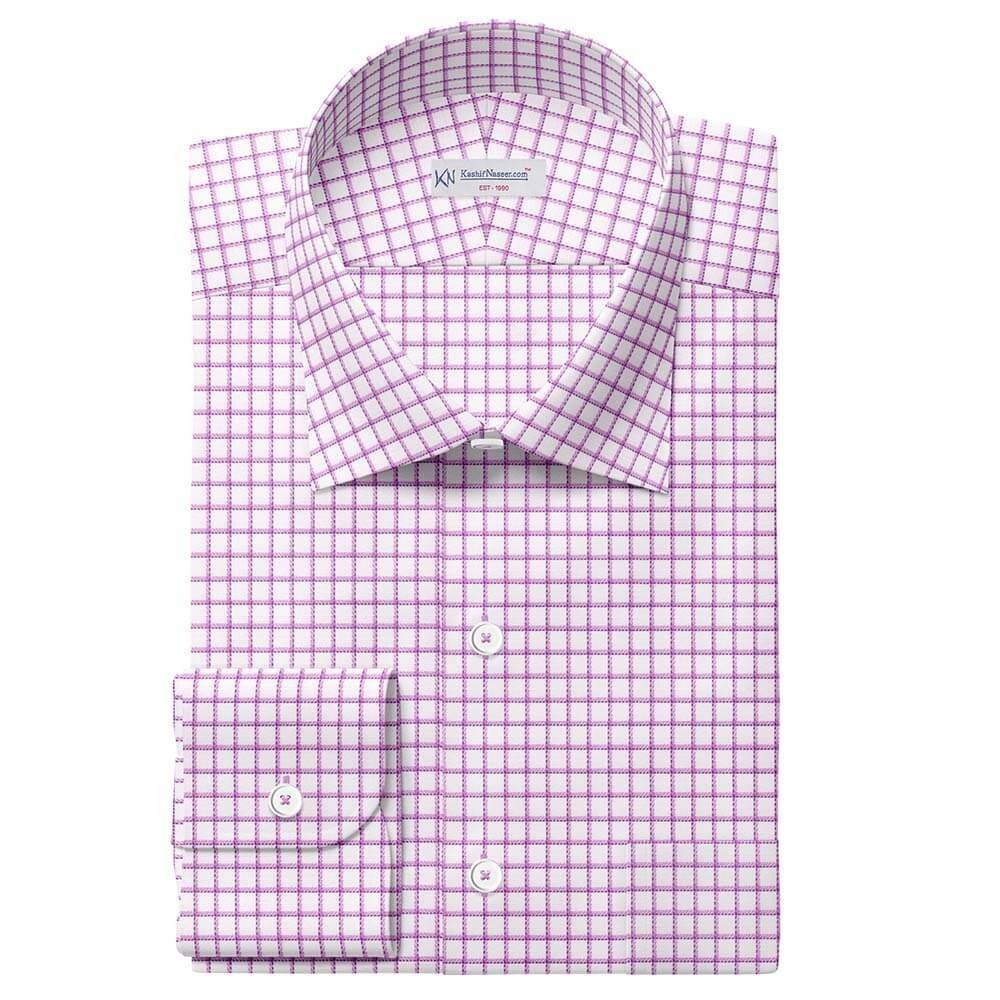 Purple & White Grid Check Shirt Fabric 999-448